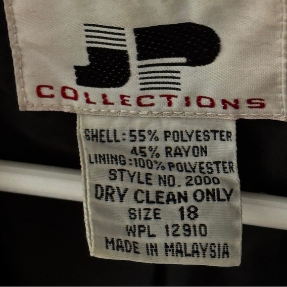 JP Collections Black Blazer, Size 18, Shawl Collar, Classic One-Button Style - Picture 4 of 6